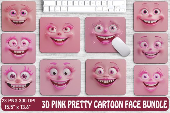 Charming 3D Pink Pretty Cartoon Face Backgrounds