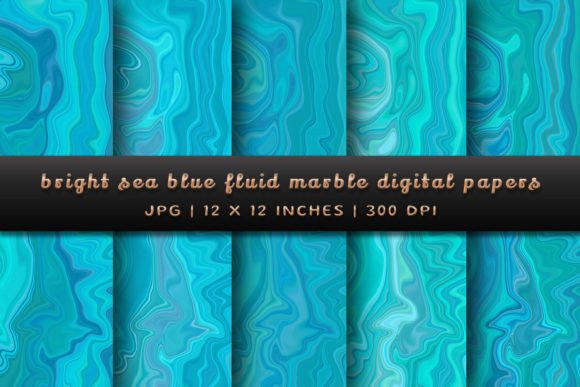 Dive into Creativity with Bright Sea Blue Fluid Marble Backgrounds