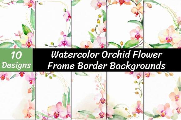 Elegant Watercolor Orchid Frame Border Backgrounds