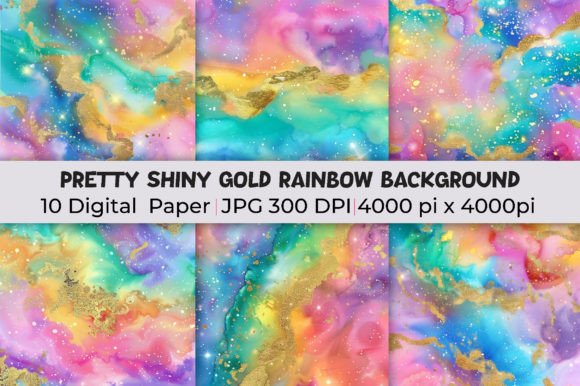 Elevate Your Visuals with Pretty Shiny Gold Rainbow Backgrounds