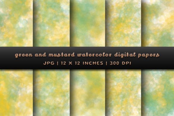Green and Mustard Watercolor Backgrounds