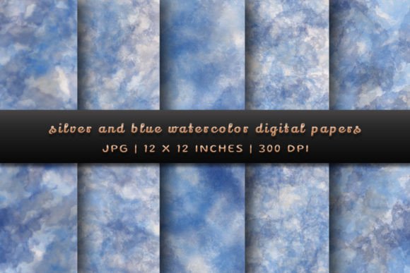 Refined Silver and Blue Watercolor Backgrounds for Creative Projects