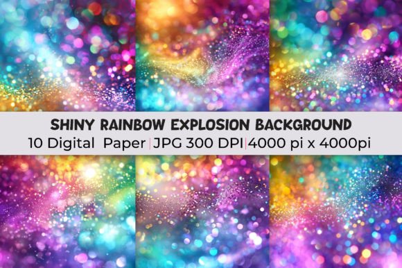 Shiny Rainbow Explosion Backgrounds: Dynamic Design Assets
