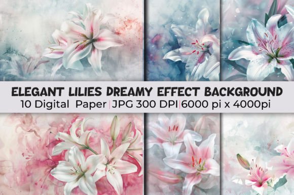 Transform Your Designs with Elegant Lilies Dreamy Effect Backgrounds