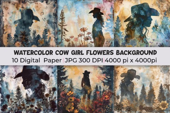 Watercolor Cow Girl Flowers Backgrounds: A Design Game-Changer